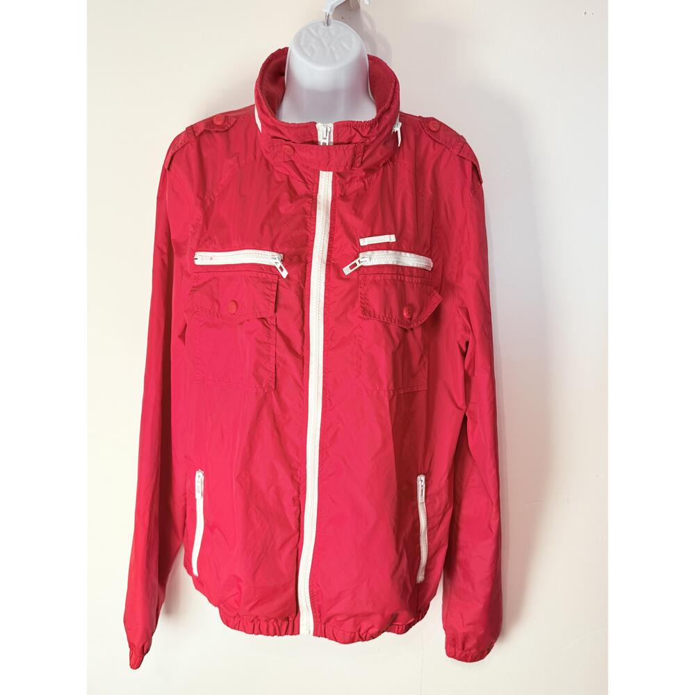 Ecko Unlimited Womens Red Front Zipper Multiple Pockets Windbreaker Jacket M - Picture 4 of 15